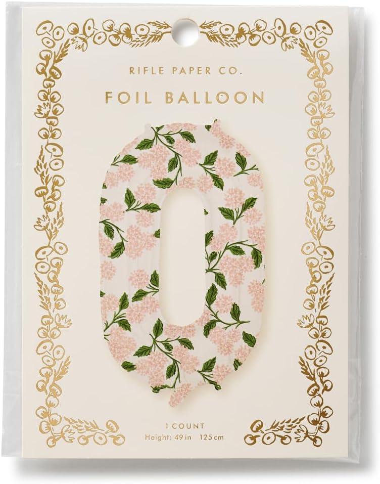 imageRIFLE PAPER CO Pink Hydrangea Mylar Numbered Balloon Elegant Floral Pattern Full Color Print 40 L Decor for Celebrations Holidays and Parties 50