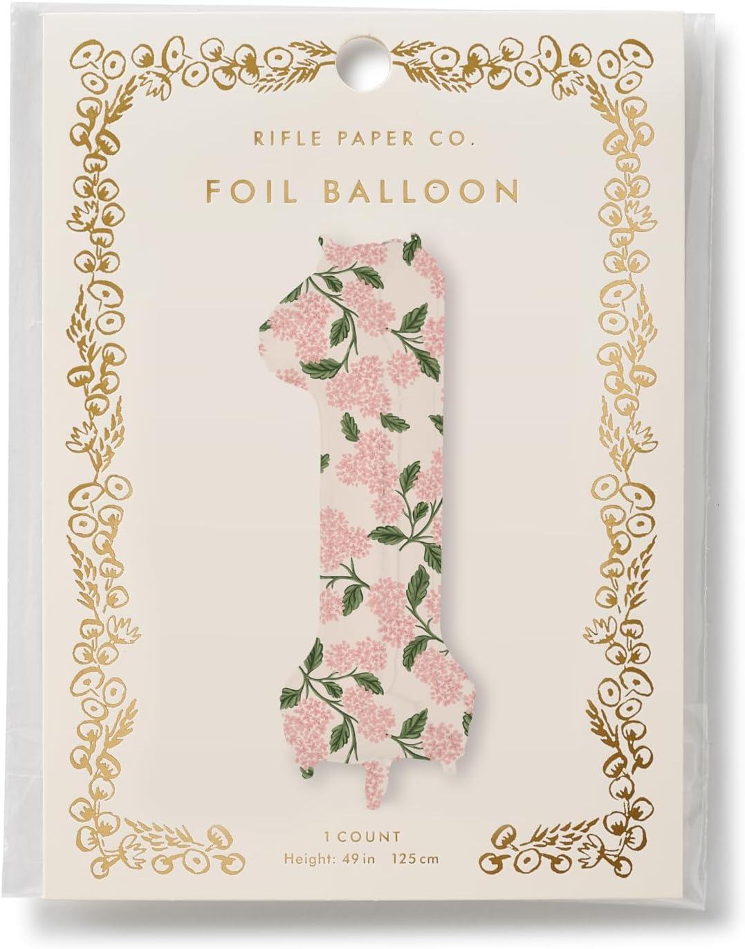 imageRIFLE PAPER CO Pink Hydrangea Mylar Numbered Balloon Elegant Floral Pattern Full Color Print 40 L Decor for Celebrations Holidays and Parties 51
