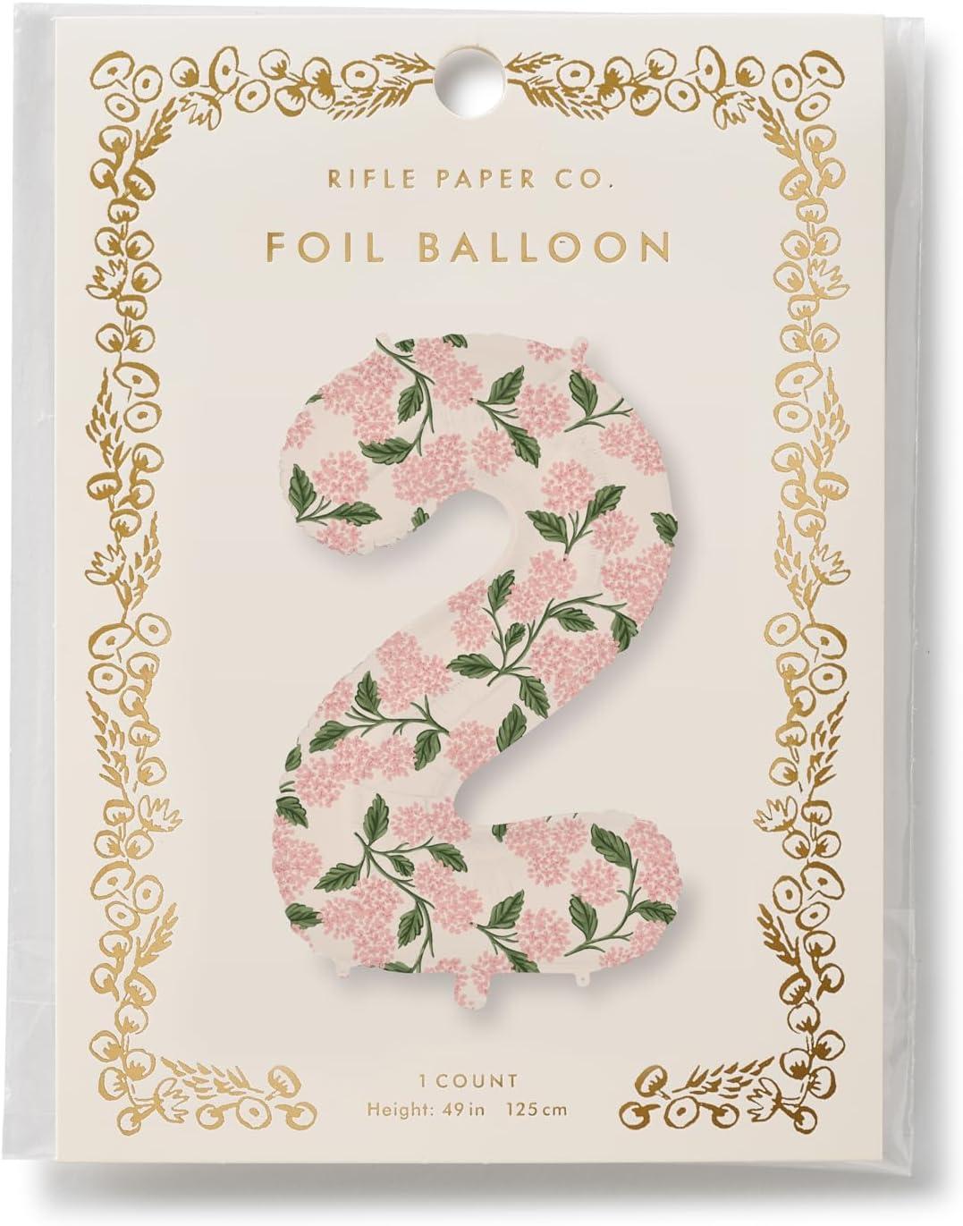 imageRIFLE PAPER CO Pink Hydrangea Mylar Numbered Balloon Elegant Floral Pattern Full Color Print 40 L Decor for Celebrations Holidays and Parties 52