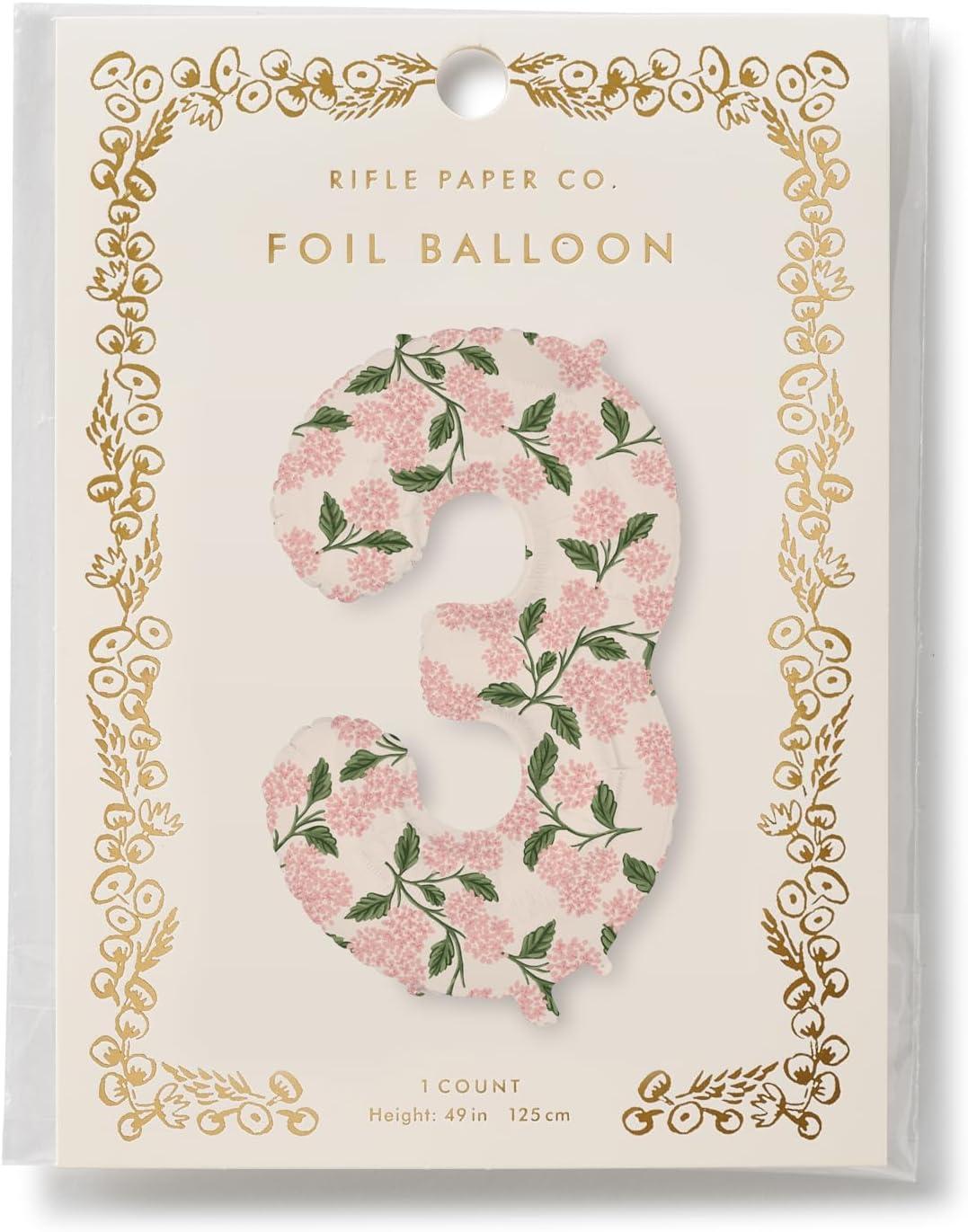 imageRIFLE PAPER CO Pink Hydrangea Mylar Numbered Balloon Elegant Floral Pattern Full Color Print 40 L Decor for Celebrations Holidays and Parties 53
