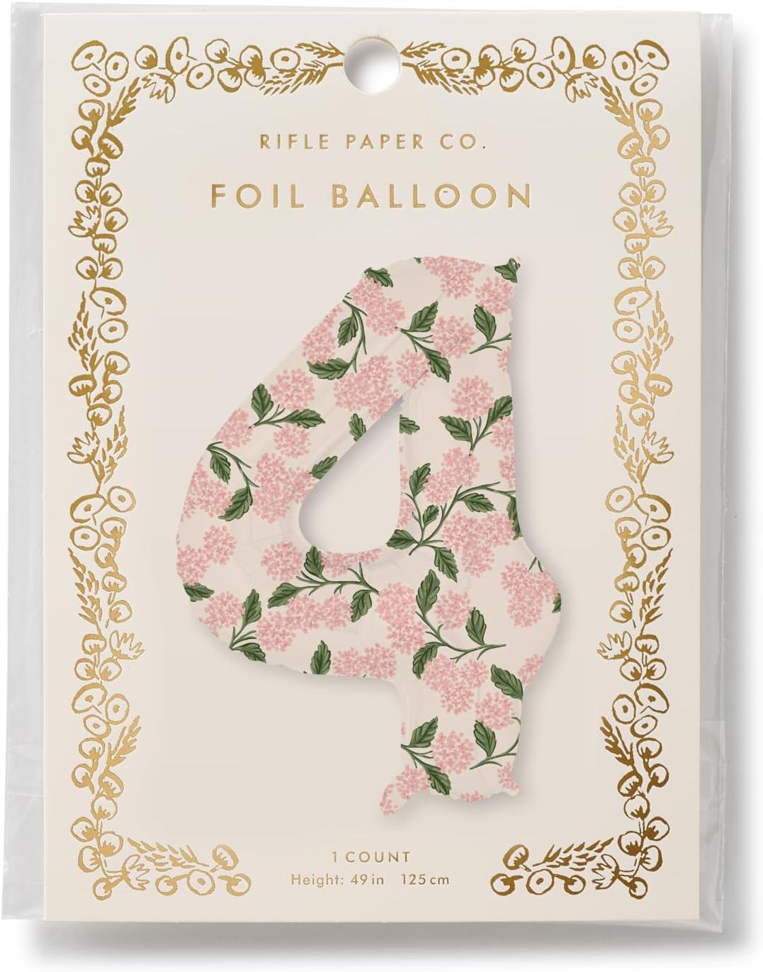 imageRIFLE PAPER CO Pink Hydrangea Mylar Numbered Balloon Elegant Floral Pattern Full Color Print 40 L Decor for Celebrations Holidays and Parties 54