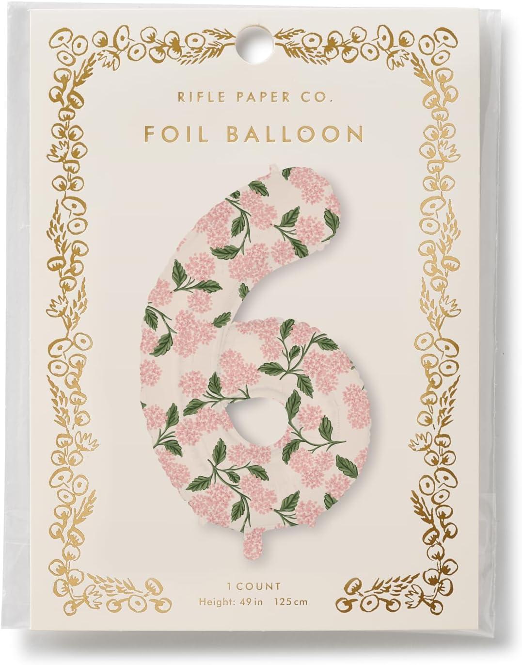 imageRIFLE PAPER CO Pink Hydrangea Mylar Numbered Balloon Elegant Floral Pattern Full Color Print 40 L Decor for Celebrations Holidays and Parties 56