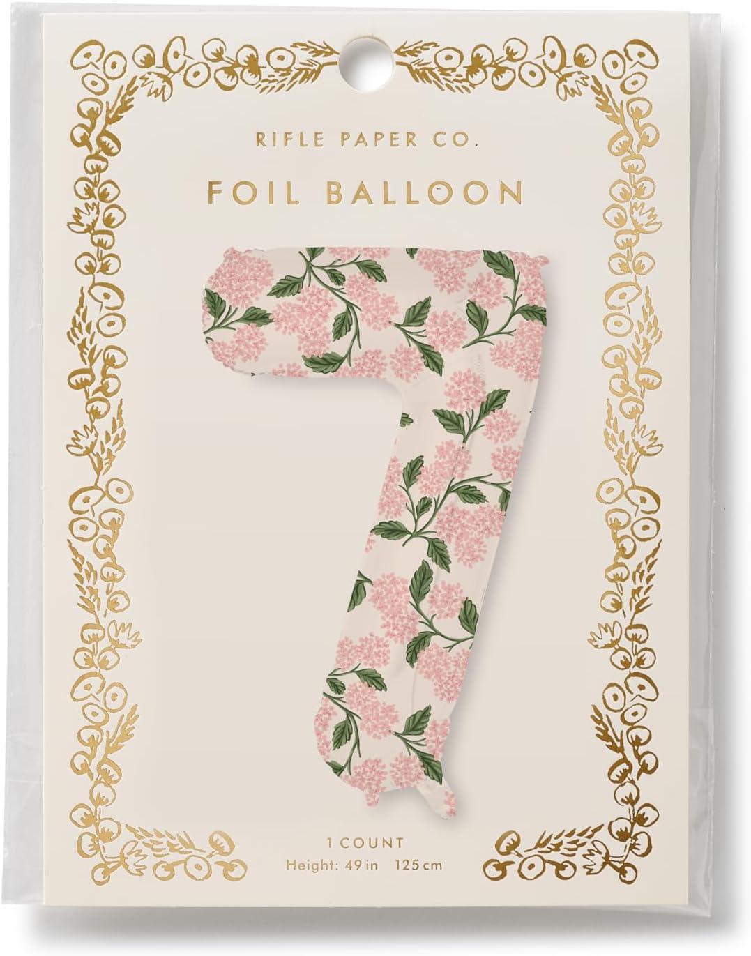 imageRIFLE PAPER CO Pink Hydrangea Mylar Numbered Balloon Elegant Floral Pattern Full Color Print 40 L Decor for Celebrations Holidays and Parties 57