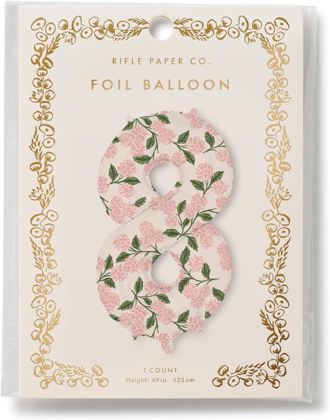 imageRIFLE PAPER CO Pink Hydrangea Mylar Numbered Balloon Elegant Floral Pattern Full Color Print 40 L Decor for Celebrations Holidays and Parties 58