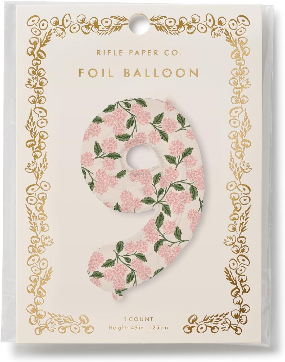 imageRIFLE PAPER CO Pink Hydrangea Mylar Numbered Balloon Elegant Floral Pattern Full Color Print 40 L Decor for Celebrations Holidays and Parties 59
