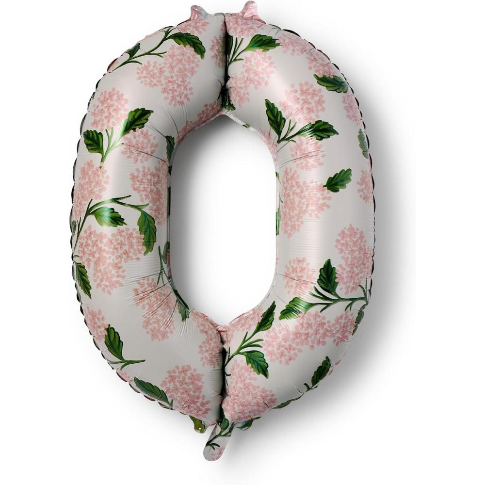 imageRIFLE PAPER CO Pink Hydrangea Mylar Numbered Balloon Elegant Floral Pattern Full Color Print 40 L Decor for Celebrations Holidays and Parties 50