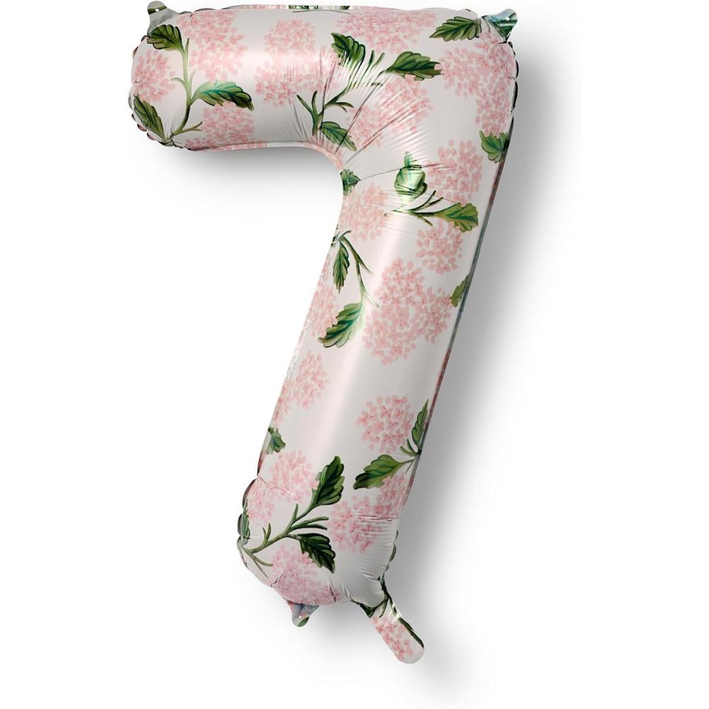 imageRIFLE PAPER CO Pink Hydrangea Mylar Numbered Balloon Elegant Floral Pattern Full Color Print 40 L Decor for Celebrations Holidays and Parties 57