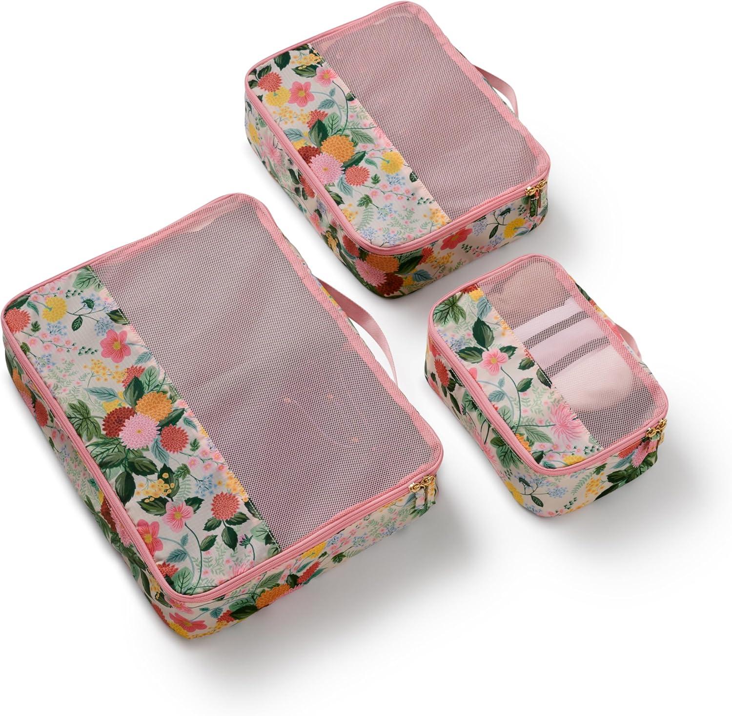 imageRIFLE PAPER CO Dahlia Floral Print Travel Packing Cubes Small Medium Large Laundry Bag Essential 4Piece Luggage Organizer Set for Effortless Packing Suitcase Storage amp Stylish Vacation Travel