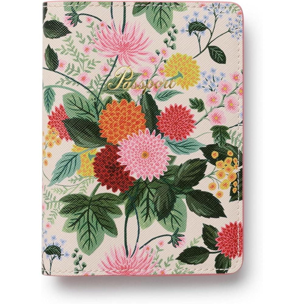 imageRIFLE PAPER CO Dahlia Floral Pattern Faux Leather Passport Protector and Holder Travel Essential for Women Card and Passport AntiTheft Wallet Sized to Fit All Standard Passports 55 L x 425 W