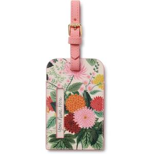 RIFLE PAPER CO. Dahlia Floral Pattern Durable Luggage Tag with Secure Strap for Easy, Instant Identification and Secure Contact Information Display, Bag Tags Printed in Full Color 4.33″ L x 2.75″ W