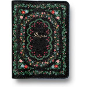 RIFLE PAPER CO. Rosette Floral Pattern Faux Leather Passport Protector & Holder, Travel Essential for Women, Card and Passport Anti-Theft Wallet, Sized to Fit All Standard Passports, 5.5″ L x 4.25″ W