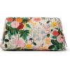 RIFLE PAPER CO. Dahlia Floral Quilted Makeup Bag, Large Cosmetic Pouch for Organizing Small Accessories, Printed in Full Color with Stylized Pattern and Foil Stamped Logo (4.25″ W x 10″ L x 7″ H)
