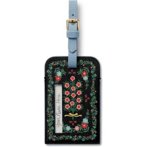 RIFLE PAPER CO. Rosette Floral Pattern Durable Luggage Tag with Secure Strap for Instant Identification, Secure Information Display, Bag Tags Printed in Full Color 4.33″ L x 2.75″ W