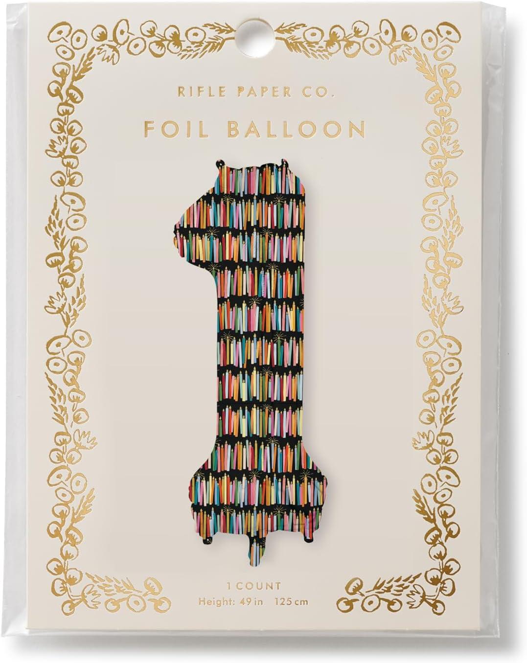 imageRIFLE PAPER CO Birthday Candles Mylar Numbered Balloon Birthday Candles Pattern Full Color Print 40 L Decor for Events Holidays and Parties 61