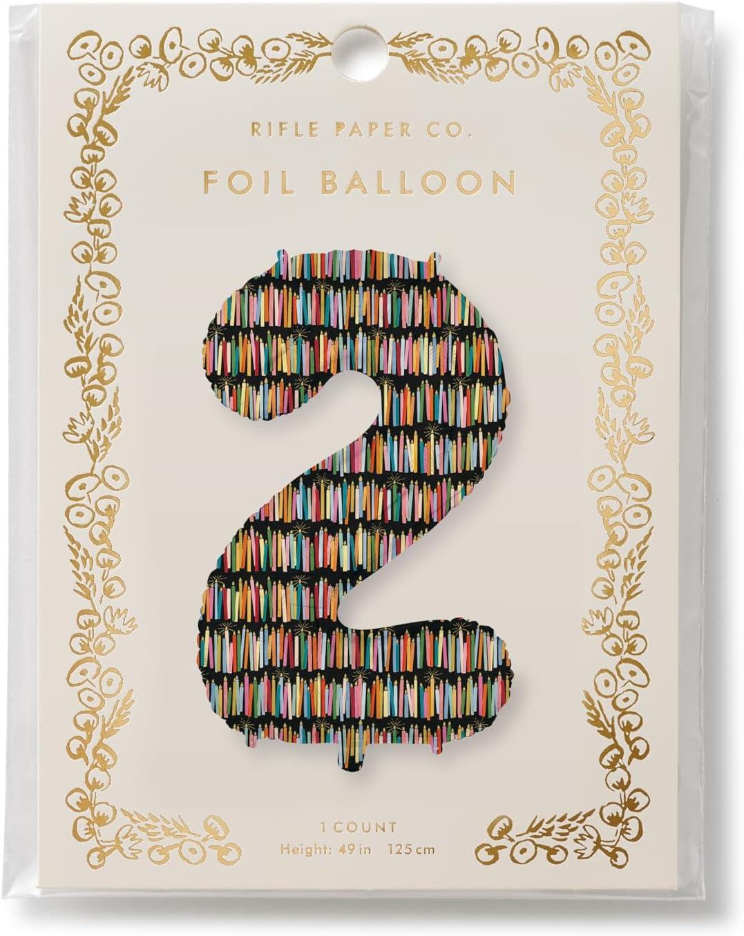 imageRIFLE PAPER CO Birthday Candles Mylar Numbered Balloon Birthday Candles Pattern Full Color Print 40 L Decor for Events Holidays and Parties 62