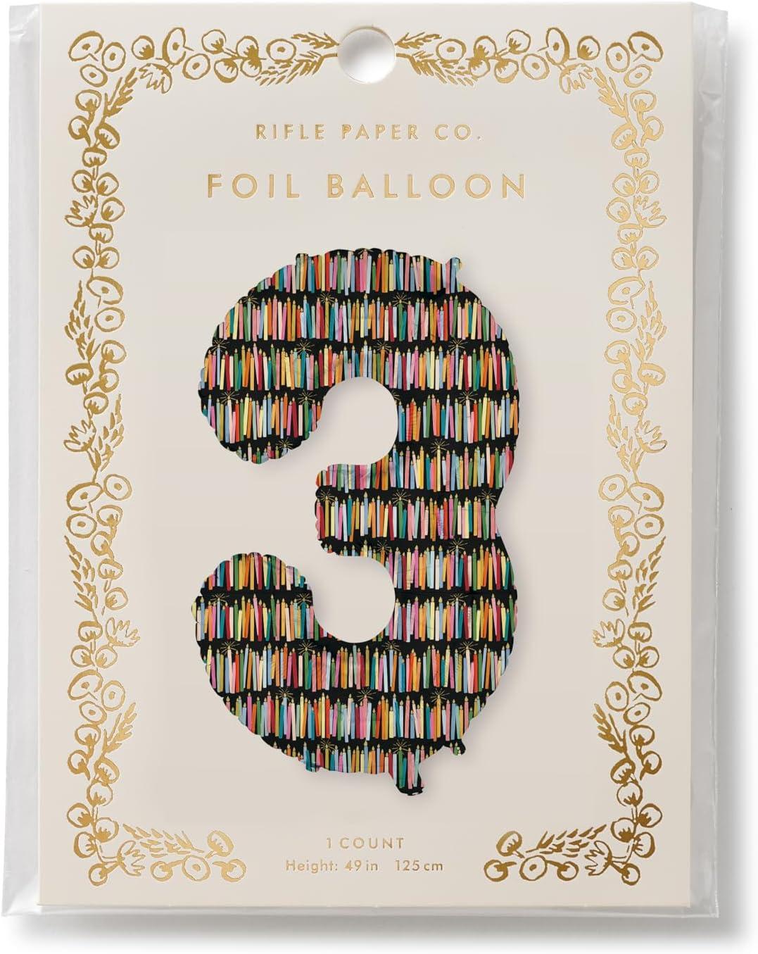 imageRIFLE PAPER CO Birthday Candles Mylar Numbered Balloon Birthday Candles Pattern Full Color Print 40 L Decor for Events Holidays and Parties 63