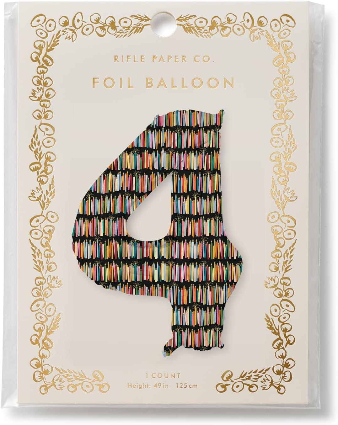 imageRIFLE PAPER CO Birthday Candles Mylar Numbered Balloon Birthday Candles Pattern Full Color Print 40 L Decor for Events Holidays and Parties 64