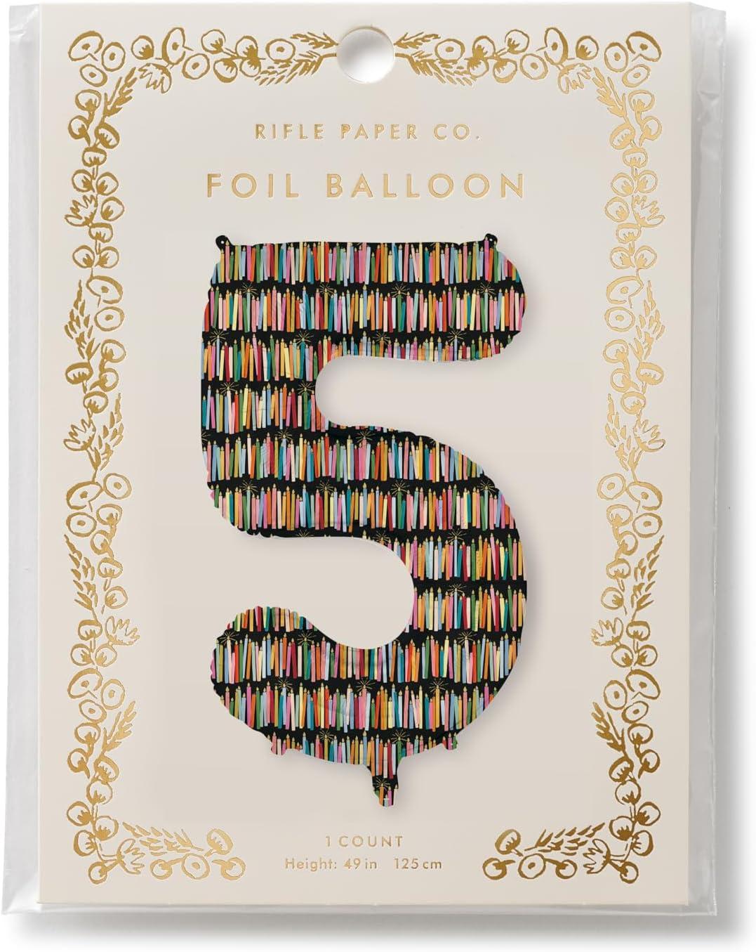 imageRIFLE PAPER CO Birthday Candles Mylar Numbered Balloon Birthday Candles Pattern Full Color Print 40 L Decor for Events Holidays and Parties 65