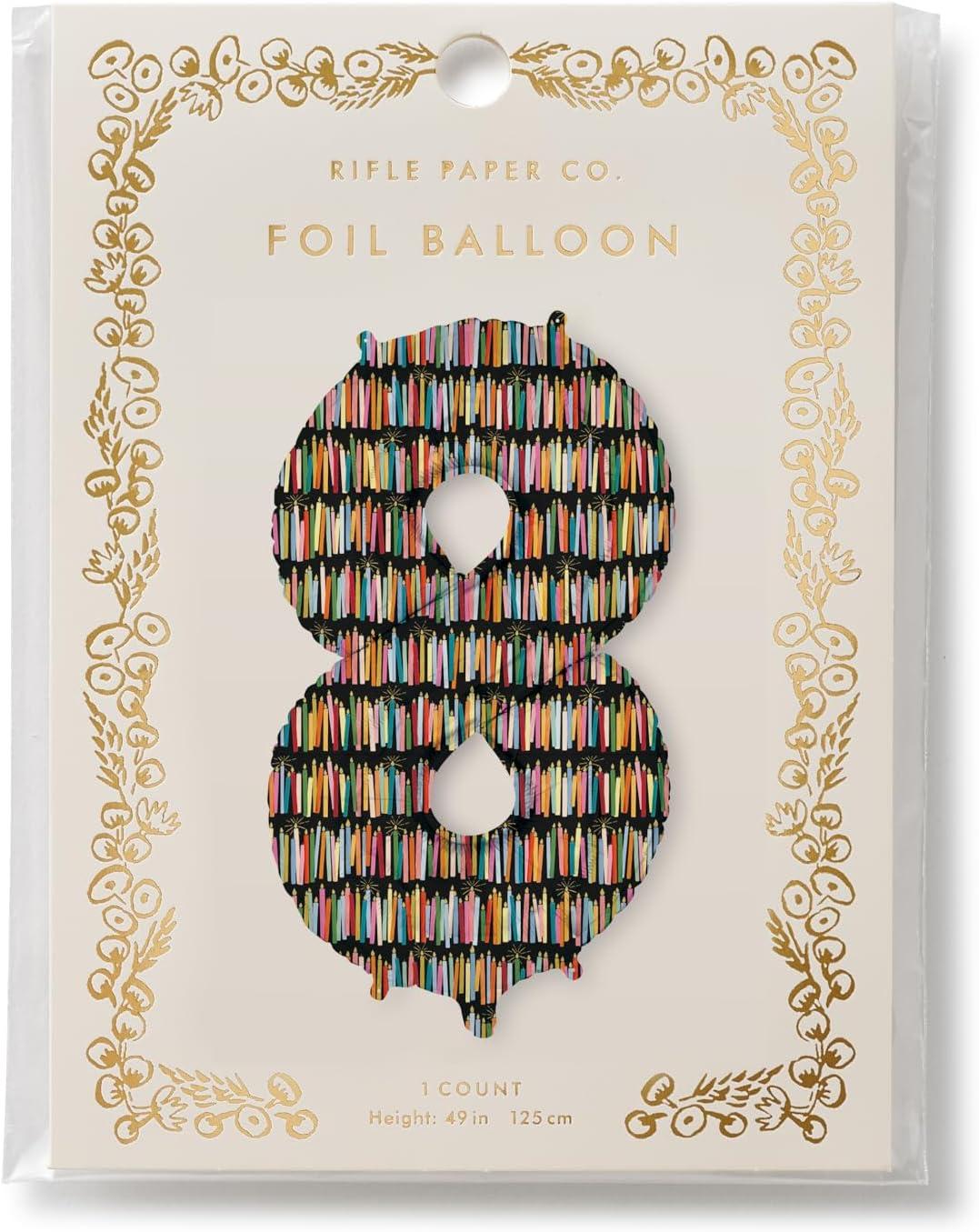 imageRIFLE PAPER CO Birthday Candles Mylar Numbered Balloon Birthday Candles Pattern Full Color Print 40 L Decor for Events Holidays and Parties 68