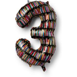 RIFLE PAPER CO. Birthday Candles Mylar Numbered Balloon, Birthday Candles Pattern, Full Color Print (40″ L, Decor for Events, Holidays, and Parties), #6(#3)