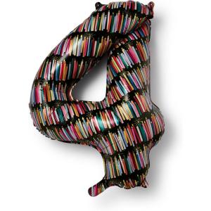 RIFLE PAPER CO. Birthday Candles Mylar Numbered Balloon, Birthday Candles Pattern, Full Color Print (40″ L, Decor for Events, Holidays, and Parties), #6(#4)