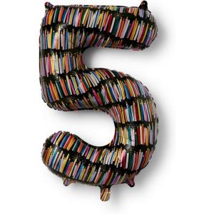RIFLE PAPER CO. Birthday Candles Mylar Numbered Balloon, Birthday Candles Pattern, Full Color Print (40″ L, Decor for Events, Holidays, and Parties), #6(#5)