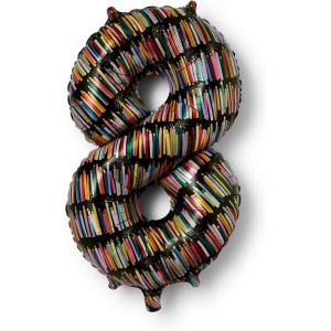 RIFLE PAPER CO. Birthday Candles Mylar Numbered Balloon, Birthday Candles Pattern, Full Color Print (40″ L, Decor for Events, Holidays, and Parties), #6(#8)