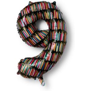 RIFLE PAPER CO. Birthday Candles Mylar Numbered Balloon, Birthday Candles Pattern, Full Color Print (40″ L, Decor for Events, Holidays, and Parties), #6(#9)
