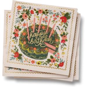 RIFLE PAPER CO. Floral Cake Design Cocktail Napkins, Set of 20, Disposable for Birthdays and Parties, Everyday Paper Napkins with Elegant Designs, Printed in Full Color