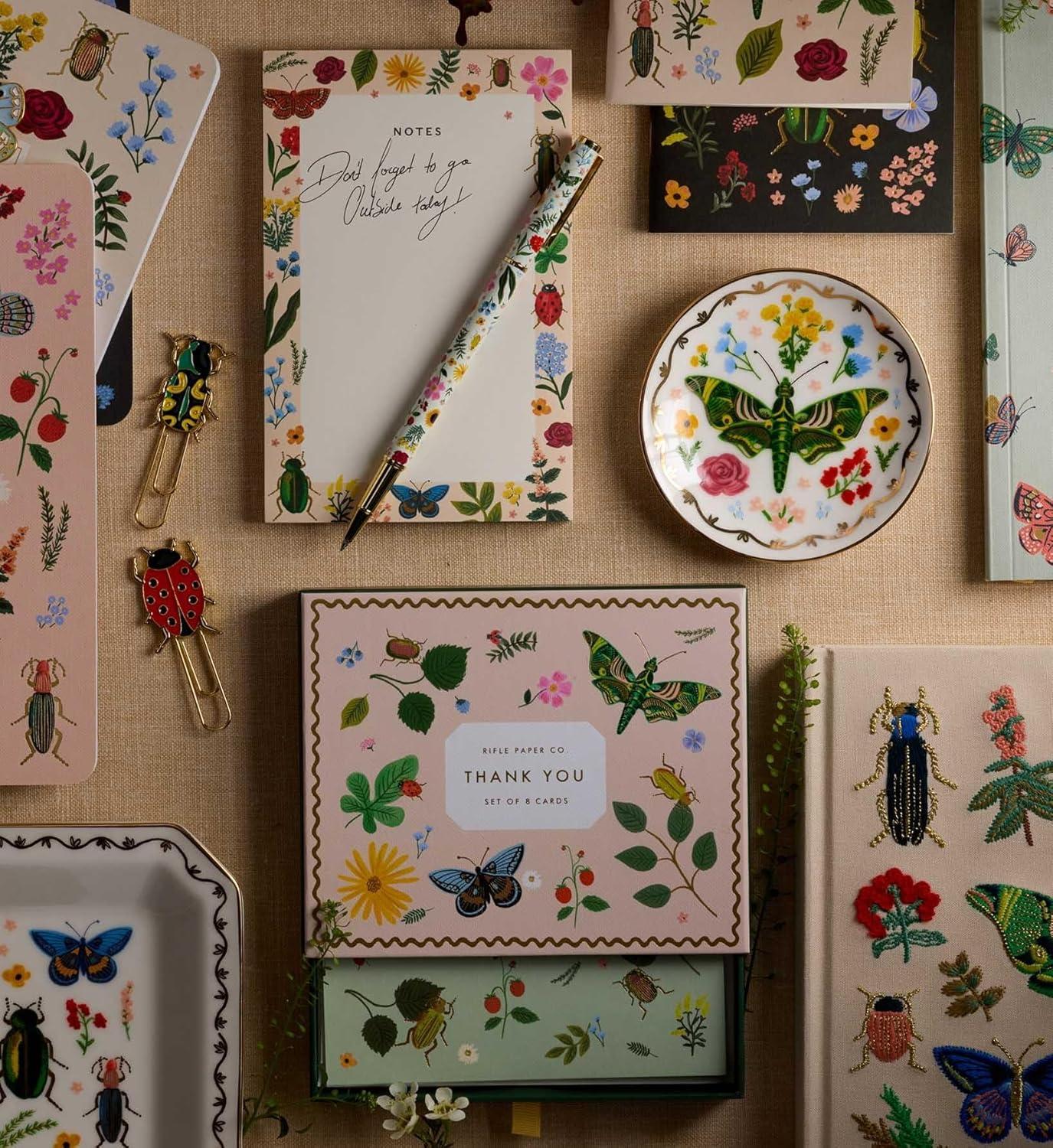 imageRIFLE PAPER CO Assorted Set of 3 Jane Austen Notebooks 85 L x 6 W Set Of 3 64 Ruled Pages With Gold Ink FullColor DieCut Canvas Cover With White Text Paper InteriorCurio