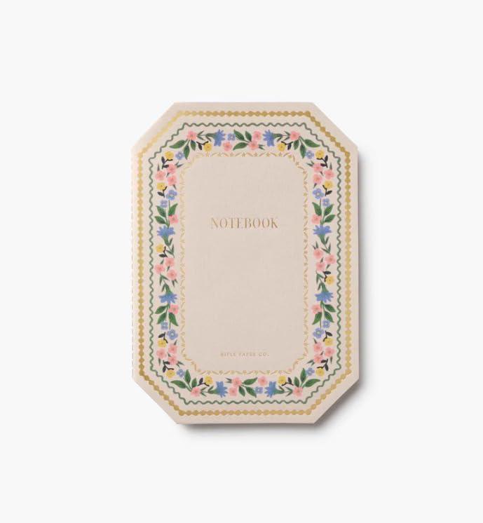 imageRIFLE PAPER CO Assorted Set of 3 Jane Austen Notebooks 85 L x 6 W Set Of 3 64 Ruled Pages With Gold Ink FullColor DieCut Canvas Cover With White Text Paper InteriorGemma