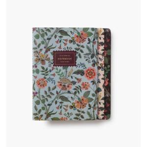 RIFLE PAPER CO. Assorted Set of 3 Jane Austen Notebooks, 8.5″ L x 6″ W, Set Of 3, 64 Ruled Pages With Gold Ink, Full-Color Die-Cut Canvas Cover With White Text Paper Interior(Gracie)