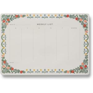 RIFLE PAPER CO. Rosette Weekly Desk Pad 52 Tear-Off Pages, 9.75″ L x 6.75″ W, Doubles as a Mouse Pad, Helps You Map Out Your Week for a Whole Year, Printed in Full Color