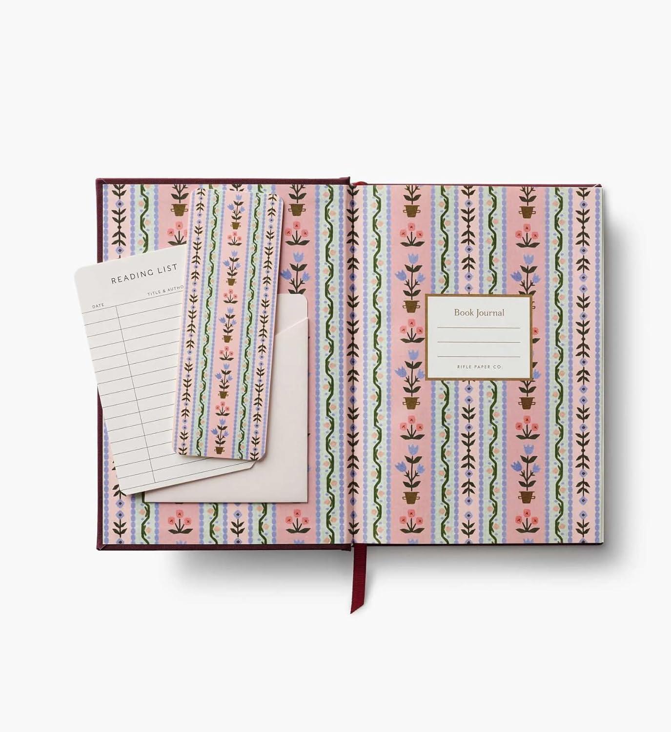 imageRIFLE PAPER CO Ladies Night Book Club Embroidered Book Journal 240 Lined Pages PlaceKeeping Grosgrain Ribbon Uncoated AcidFree Paper 575 W x 8 L x 1 H