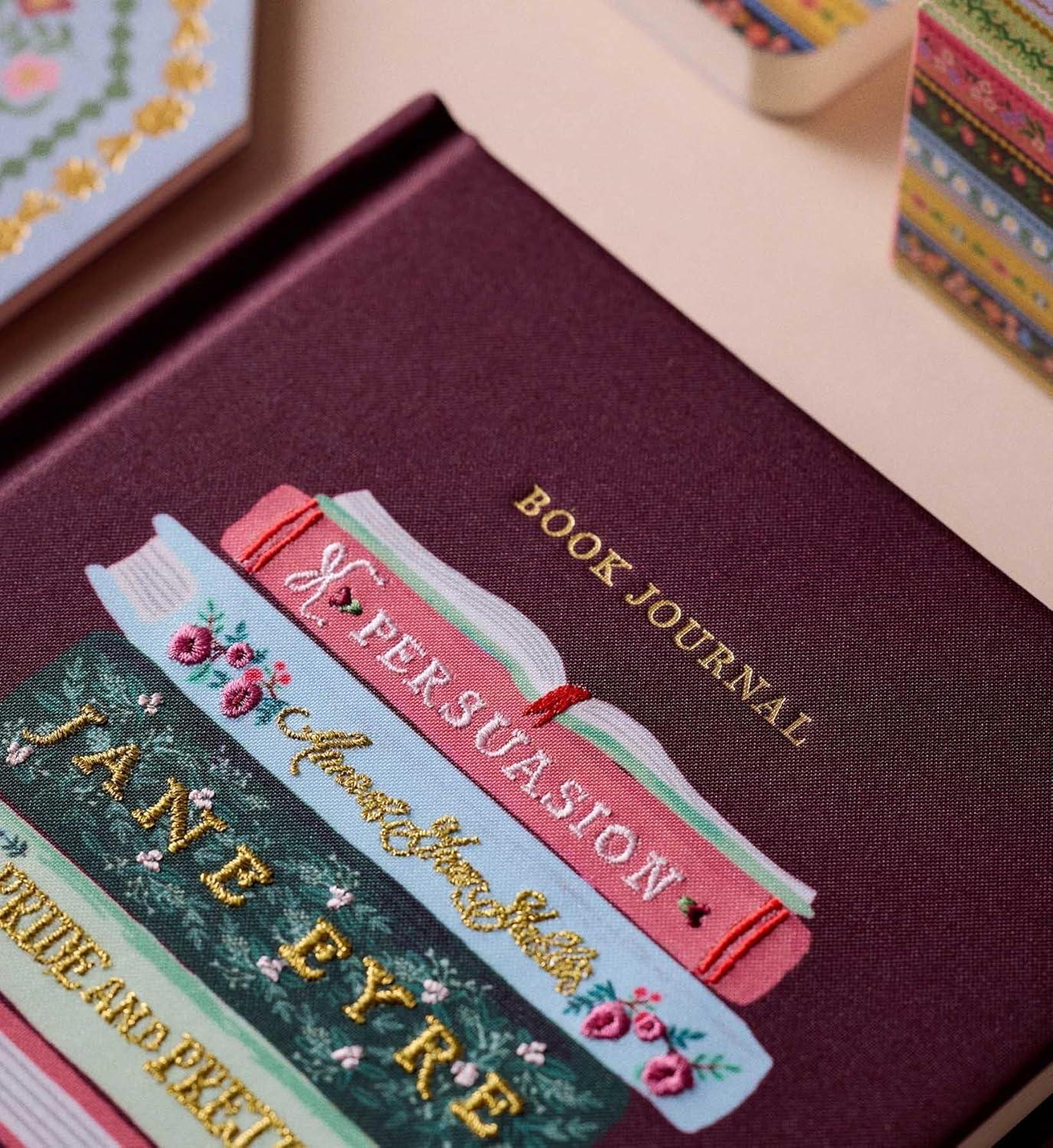 imageRIFLE PAPER CO Ladies Night Book Club Embroidered Book Journal 240 Lined Pages PlaceKeeping Grosgrain Ribbon Uncoated AcidFree Paper 575 W x 8 L x 1 H