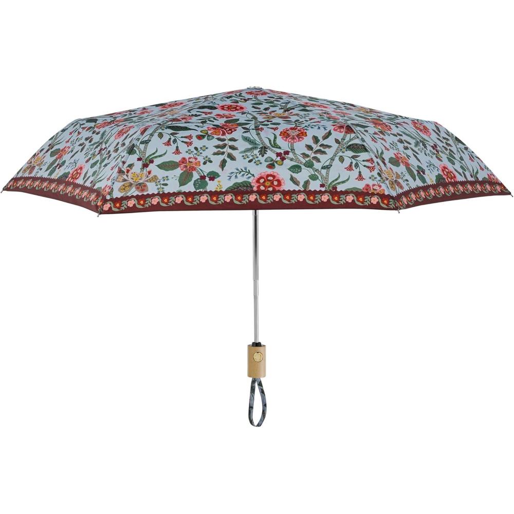 imageRIFLE PAPER CO Gracie Collection Umbrella Includes Matching Storage Sleeve Portable 1113 Fold Up Size Auto Open and Close Wooden Handle Printed in Full Color