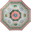 RIFLE PAPER CO. Home Sweet Home Pattern Compact Folding Umbrella, Full Coverage Design, Auto Open Feature, Classic Wooden Duck Handle, 17.13″ L Closed