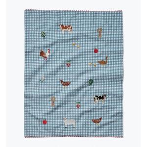 RIFLE PAPER CO. Country Farmhouse Gingham Check Embroidered Cotton Tea Towel, for Drying or Display, 28″ L x 21″ W, Perfect Kitchen Addition, Increases Culinary Style, Machine Washable