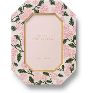RIFLE PAPER CO. Pink Hydrangea 4×6 Picture Frame, For Special Photos With Friends And Family, Stylized Pattern Single Photo Frame For Desks, Cabinets, And Nightstands