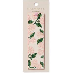 RIFLE PAPER CO. Pink Hydrangea Bookmark w/Grosgrain Pink Ribbon Page Marker, 1.75″ x 6″ Large Stay-Put Non-Slip Floral Bookmark for Planners, Books & Journals(Pink Hydrangea)