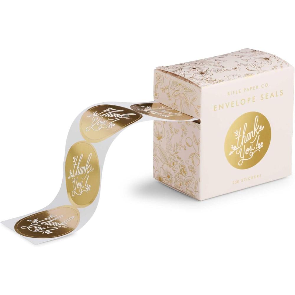 imageRIFLE PAPER CO Envelope Seals  250 Seals Adhesive Backing Box With Dispensing Slot Add a Pretty Accent to Your Correspondence 15 W Thank YouThank You