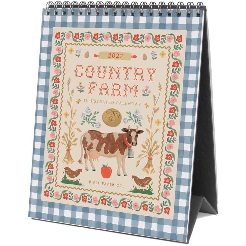 imageRIFLE PAPER CO 2027 Country Farm Desk Calendar Dated for the Months of January December 2027 Includes 12 Illustrations Remember Birthdays Anniversaries Celebrations and More
