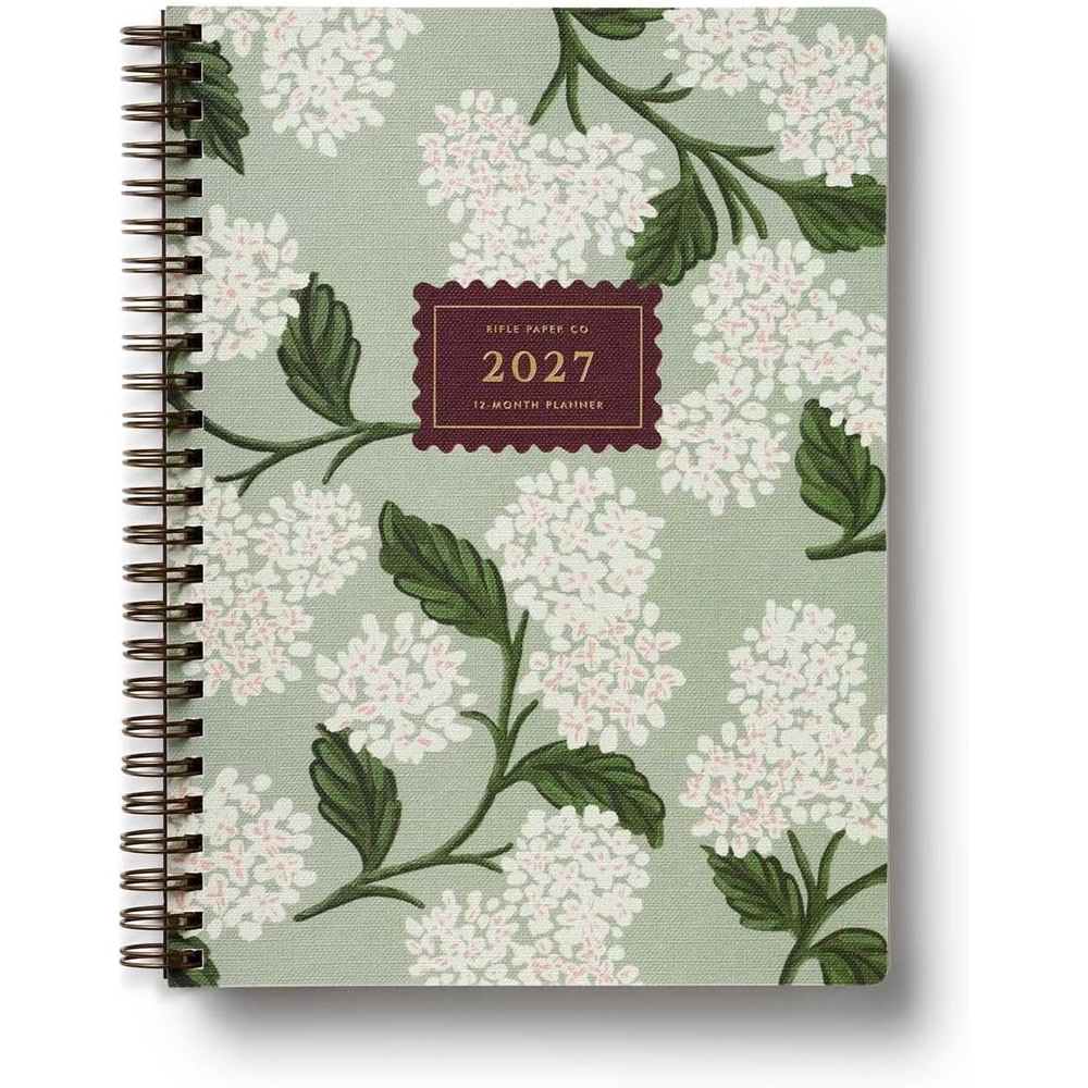 imageRIFLE PAPER CO 2027 Sage Hydrangea 12Month Softcover Spiral Planner Includes Sections for Monthly Views Contacts Celebrations Includes Pockets for StorageHydrangea
