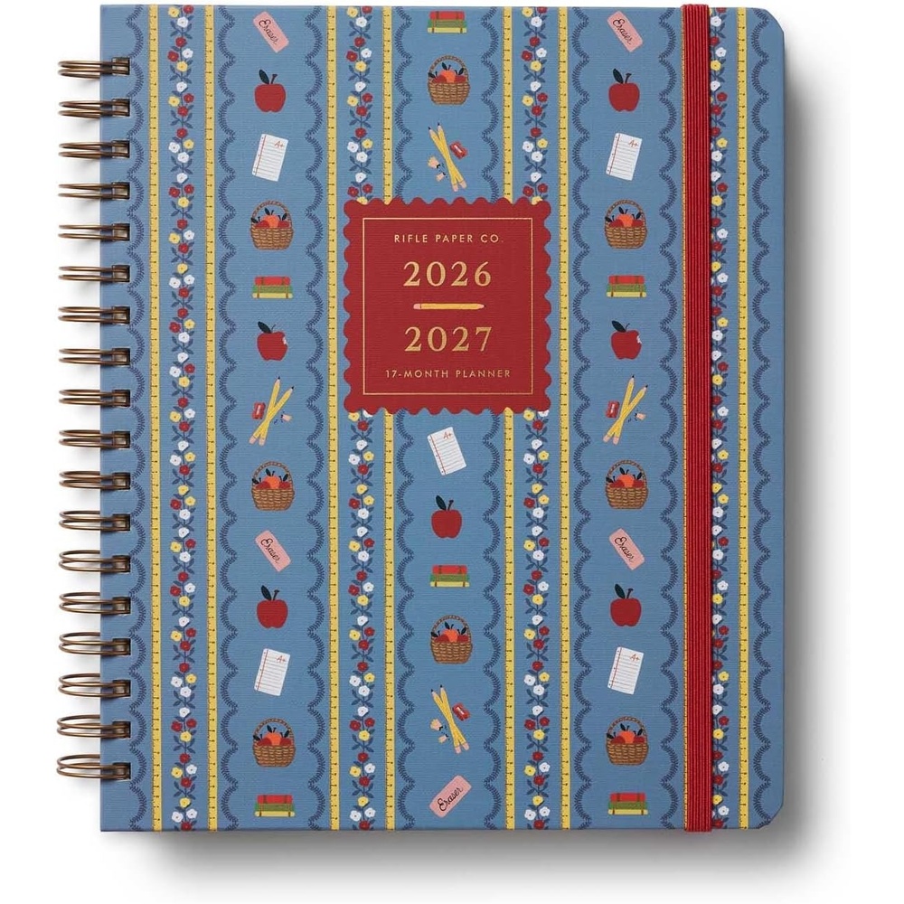 imageRIFLE PAPER CO 2027 Schoolhouse 17Month Academic Hardcover Spiral Planner Aug 2026 Dec 2027 10 L x 85 W Weekly and Monthly Pages Inspirational Quotes Stickers Illustrated Pocket Folder