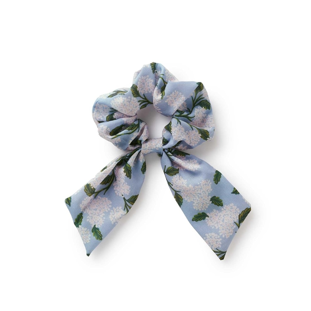 imageRIFLE PAPER CO Blue Hydrangea Hair Scrunchie Digitally Printed Floral Pattern Design 100 Polyester Designed to be Gentle on Hair Great for Everyday UseBlue Hydrangea
