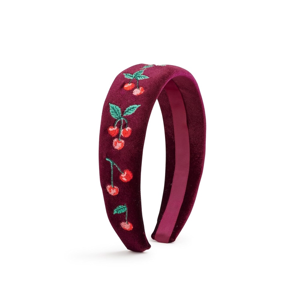 imageRIFLE PAPER CO Blue Hydrangea Knotted Headband Full Polyester on Durable Plastic Band Hair Accessory for Everyday Use Accent to Top Off Your Favorite OutfitCherries