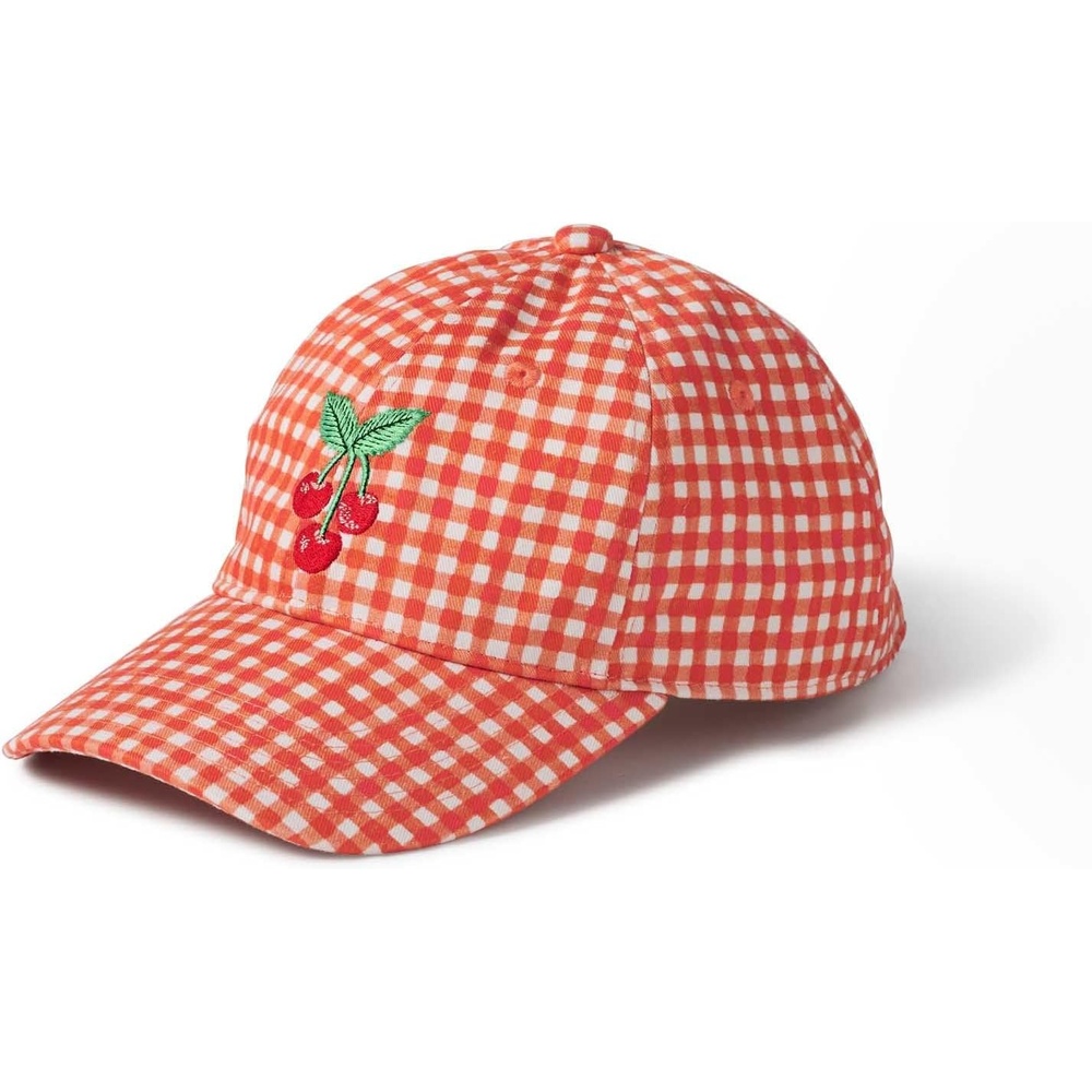imageRIFLE PAPER CO Gingham Cherries Baseball Cap Womens Baseball Hat Classic SixPanel Fruit Print Cap with Adjustable Strap Made from 100 Cotton One Size Fits All
