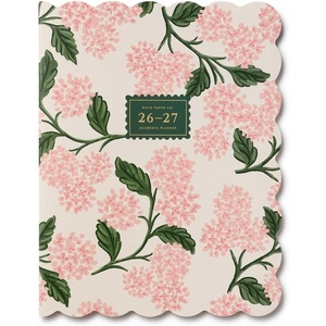 RIFLE PAPER CO. 2027 Pink Hydrangea 12-Month Academic Appointment Notebook, Aug. 2026 – July 2027, Thread-Stitch Binding, 9.75″ L x 7.75″ W, Metallic Gold Foil Accents, Monthly Pages & Note Section