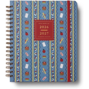RIFLE PAPER CO. 2027 Schoolhouse 17-Month Academic Hardcover Spiral Planner, Aug. 2026 – Dec. 2027, 10″ L x 8.5″ W, Weekly and Monthly Pages, Inspirational Quotes, Stickers, Illustrated Pocket Folder