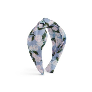 RIFLE PAPER CO. Blue Hydrangea Knotted Headband, Full Polyester on Durable Plastic Band, Hair Accessory for Everyday Use, Accent to Top Off Your Favorite Outfit(Blue Hydrangea)
